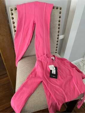 Fashion Nova Hot Pink Knit Pants & Matching Sweater Set